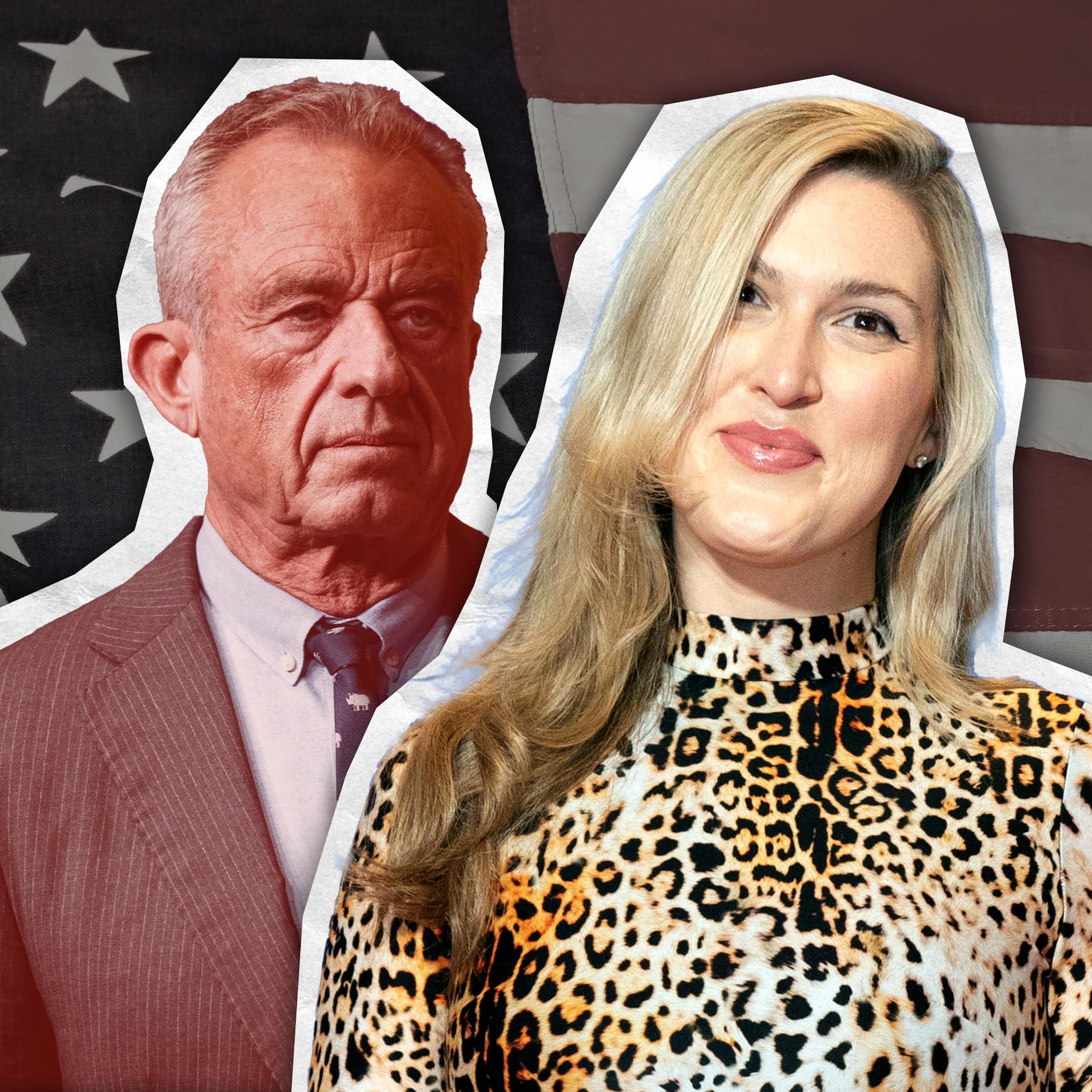 Olivia Nuzzi and Robert F. Kennedy Jr in front of an United States flag