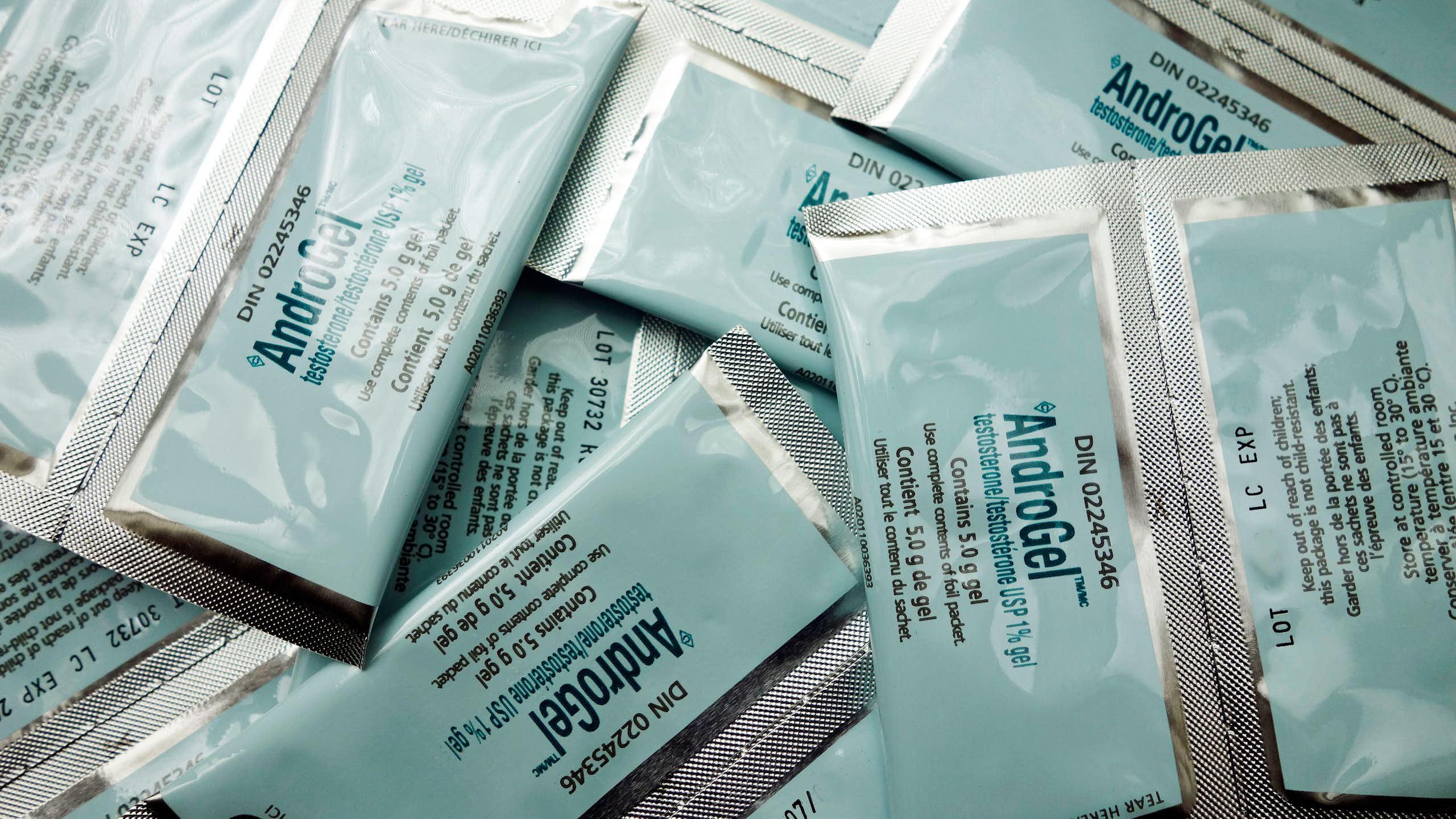 Sachets of testosterone gel.