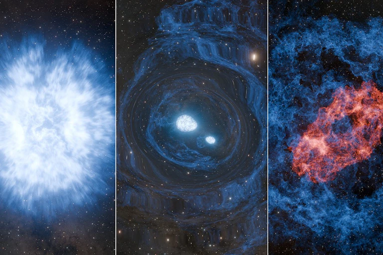tres explosiones cósmicas de estrellas
