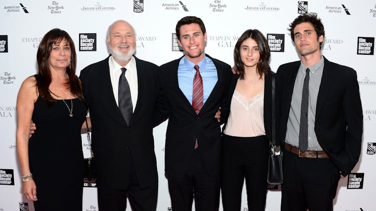 Rob Reiner and his son Nick Reiner pictured together at a public event, used in an article explaining the slayer rule and inheritance law.