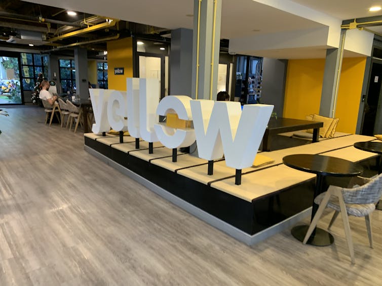 Interior view of Yellow Coworking in Chiang Mai