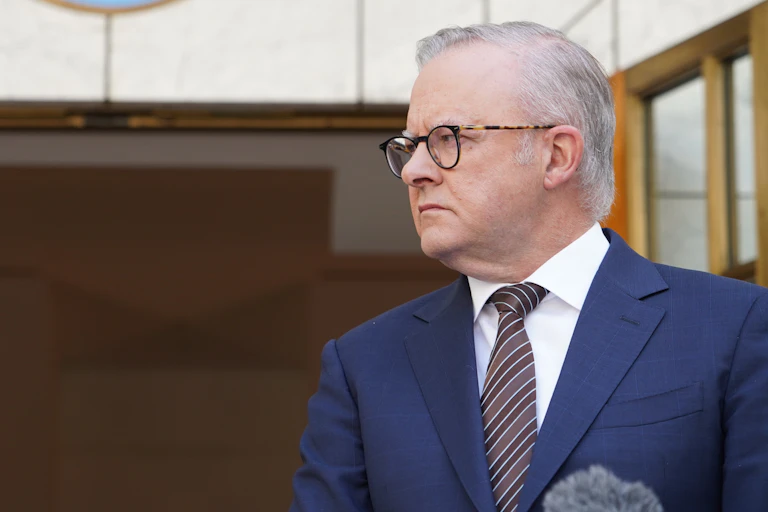Prime Minister Anthony Albanese at a press conference on Friday