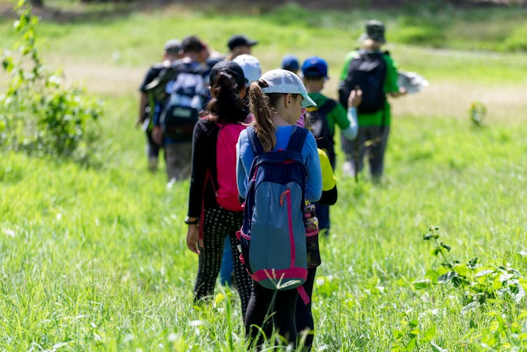 Children on field trip outdoors