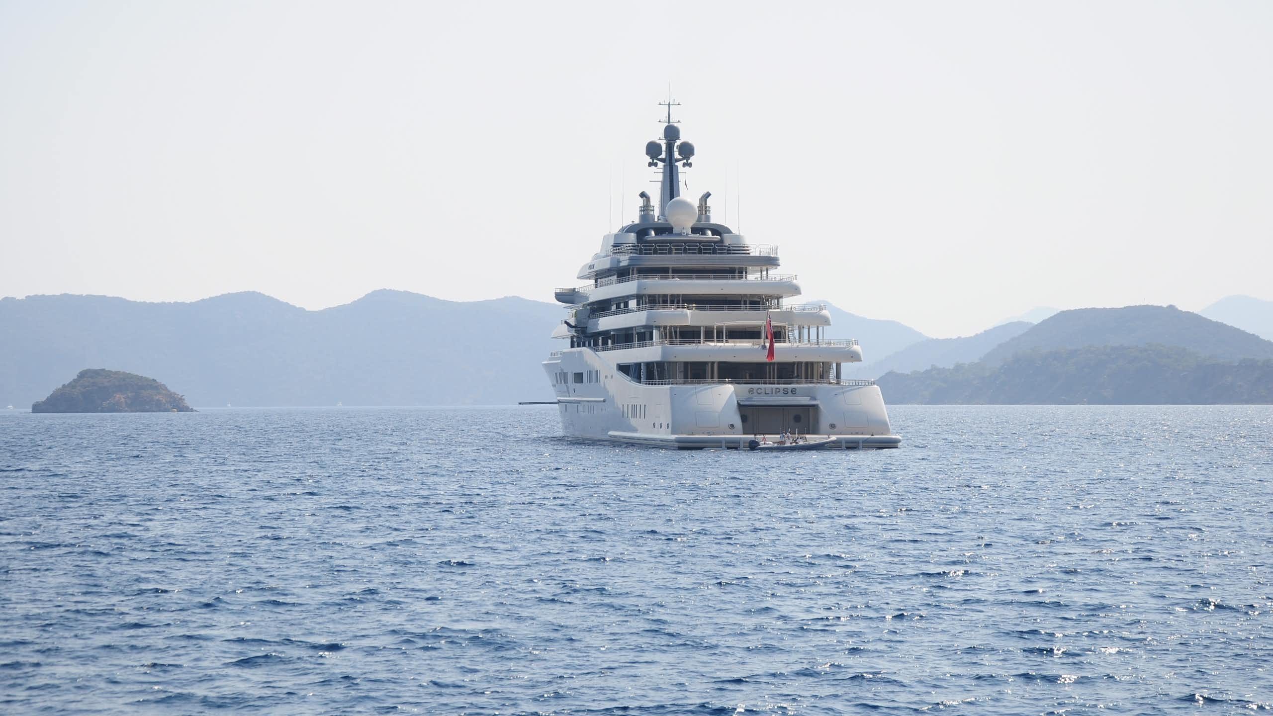 Roman Abramovich's super-yacht Eclipse out at sea off the coast of Turkey.