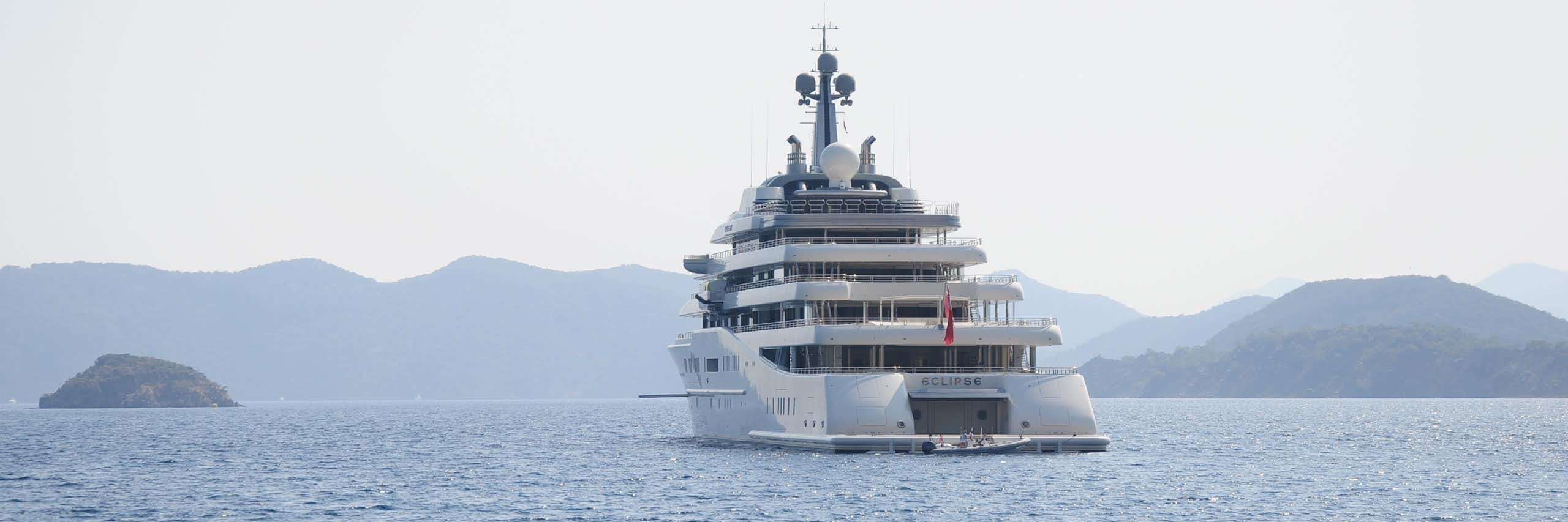 Roman Abramovich's super-yacht Eclipse out at sea off the coast of Turkey.
