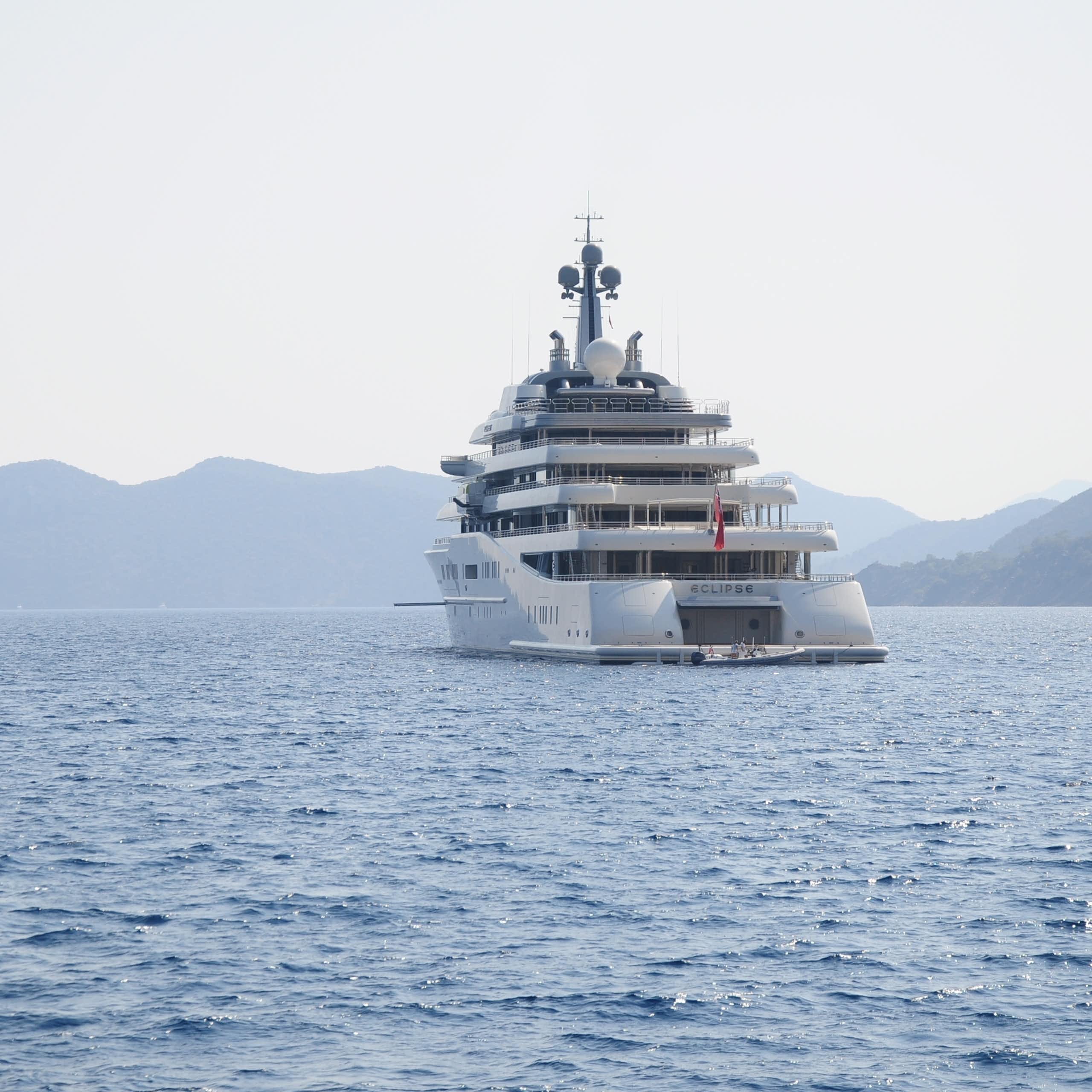 Roman Abramovich's super-yacht Eclipse out at sea off the coast of Turkey.