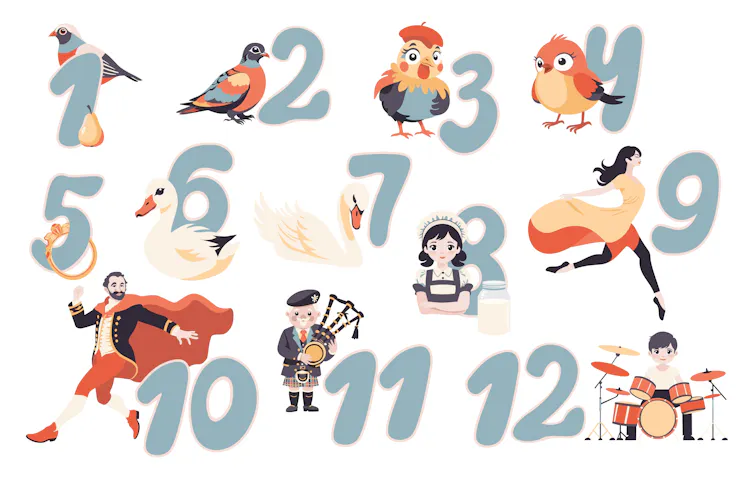 Twelve Days of Christmas illustration