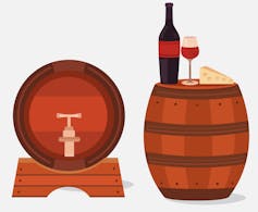 The magic of maths: festive puzzles to offer your mind – and creativeness – a exercise 1 Illustration of two barrels of win with a bottle and glass standing on one.
