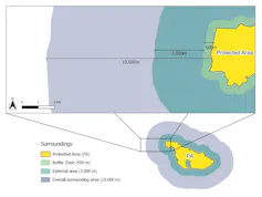 Imagem mostra as áreas dos parques e as regiões do entorno que foram estudadas pelos pesquisadores