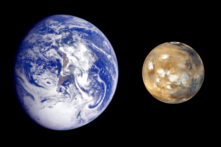 Imagens de Terra e Marte