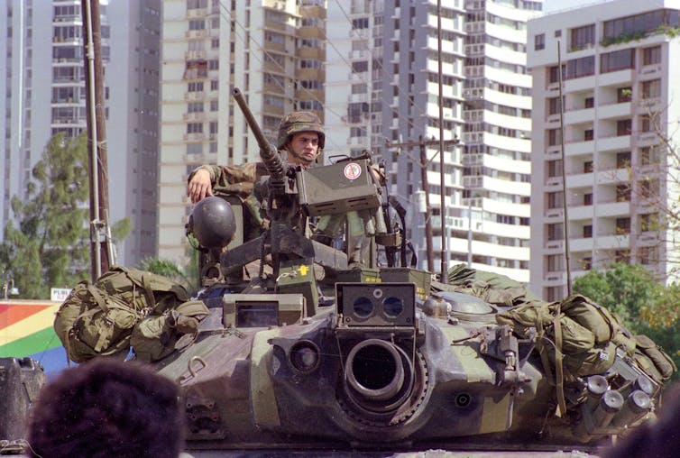 A US military vehicle in the Punta Paitilla neighbourhood of Panama City.