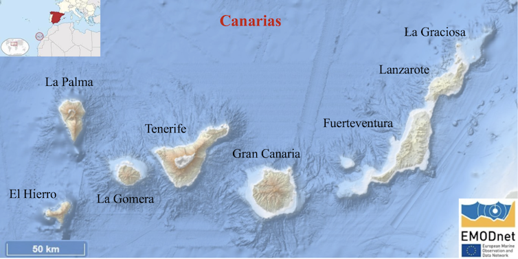 Mapa geográfico de las islas Canarias