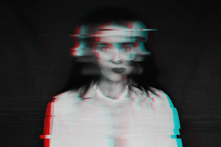 black and white blurred abstract portrait of a girl
