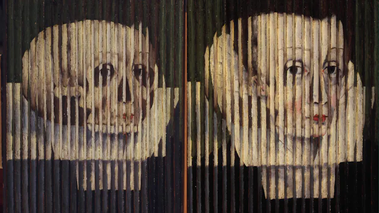 A painting of a skull and Mary, Queen of Scots.
