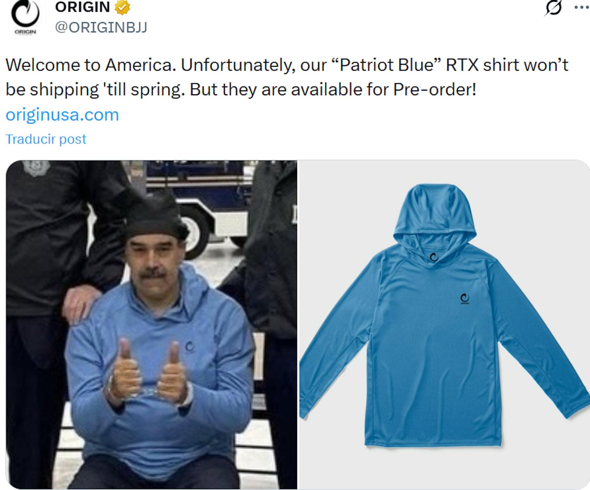 Montagem da marca Origin publicada na rede social X.