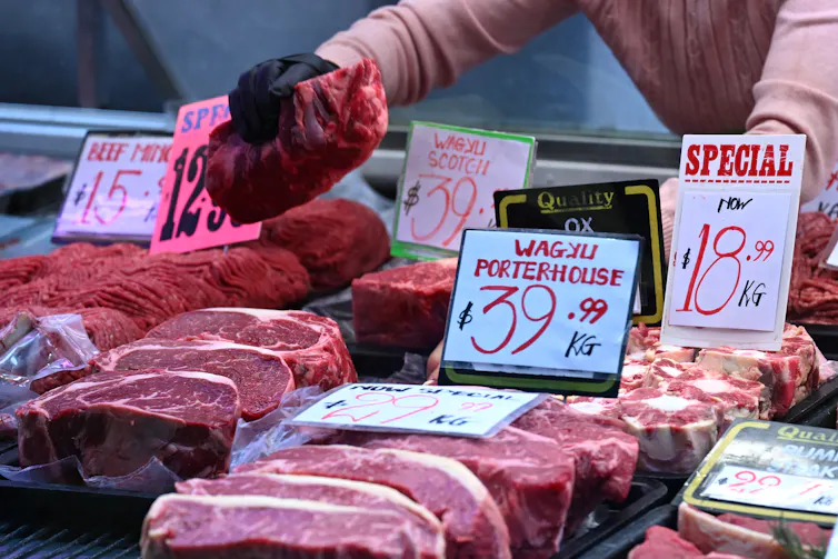 Meat for sale at a market
