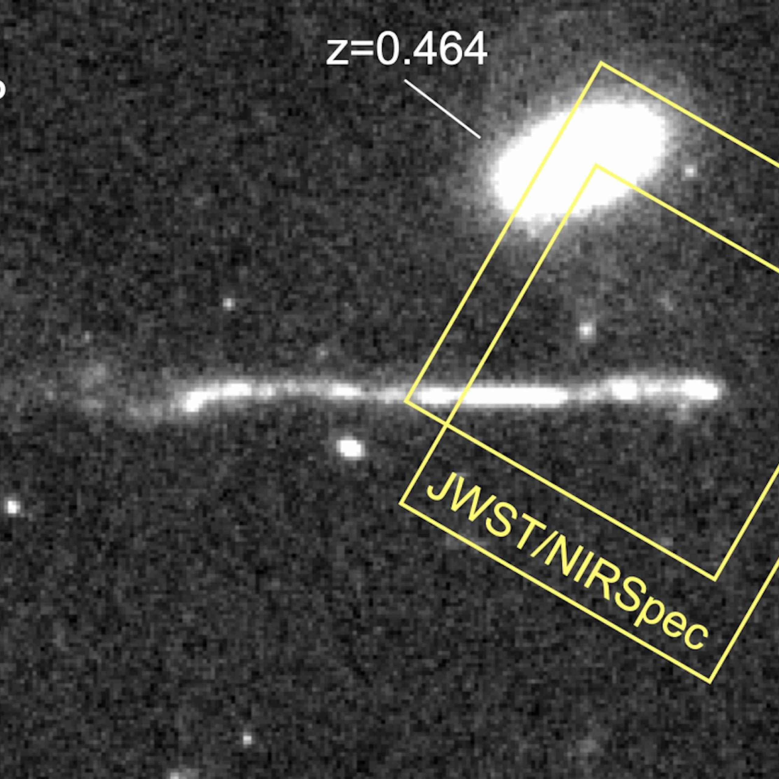 A grainy star image showing a bright straight line
