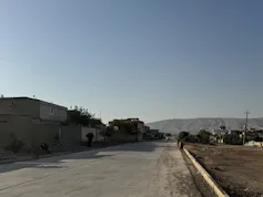 An empty road in a deserted village.