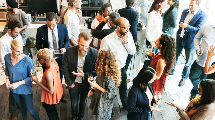 A group of people socializing
