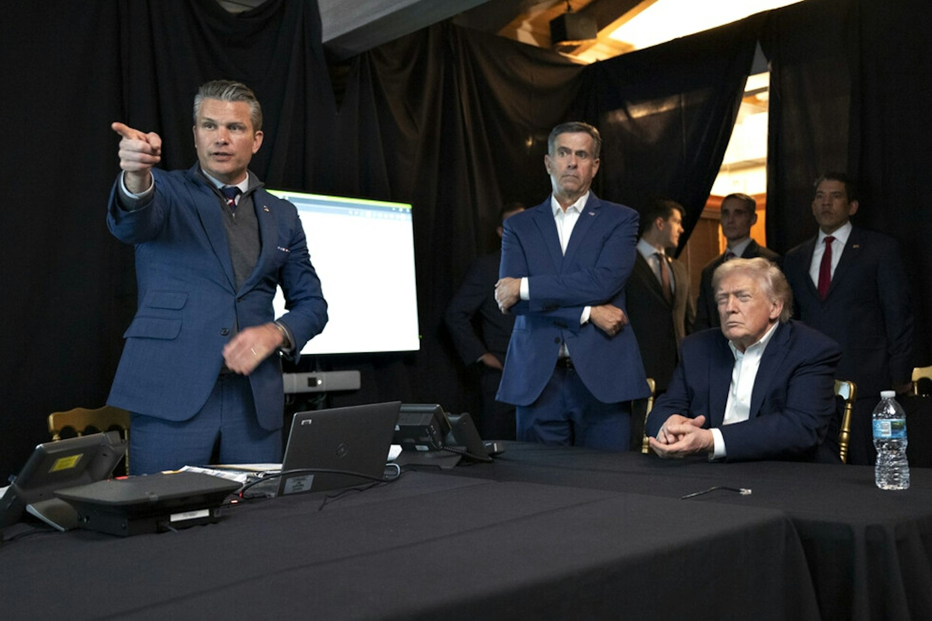 Donald Trump watches Operation Absolute Resolve with secretary of defense, Pete Hegseth, and CIA director, John Ratcliffe.