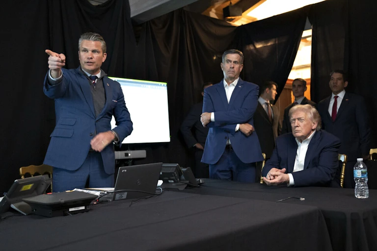 Donald Trump watches Operation Absolute Resolve with secretary of defense, Pete Hegseth, and CIA director, John Ratcliffe.