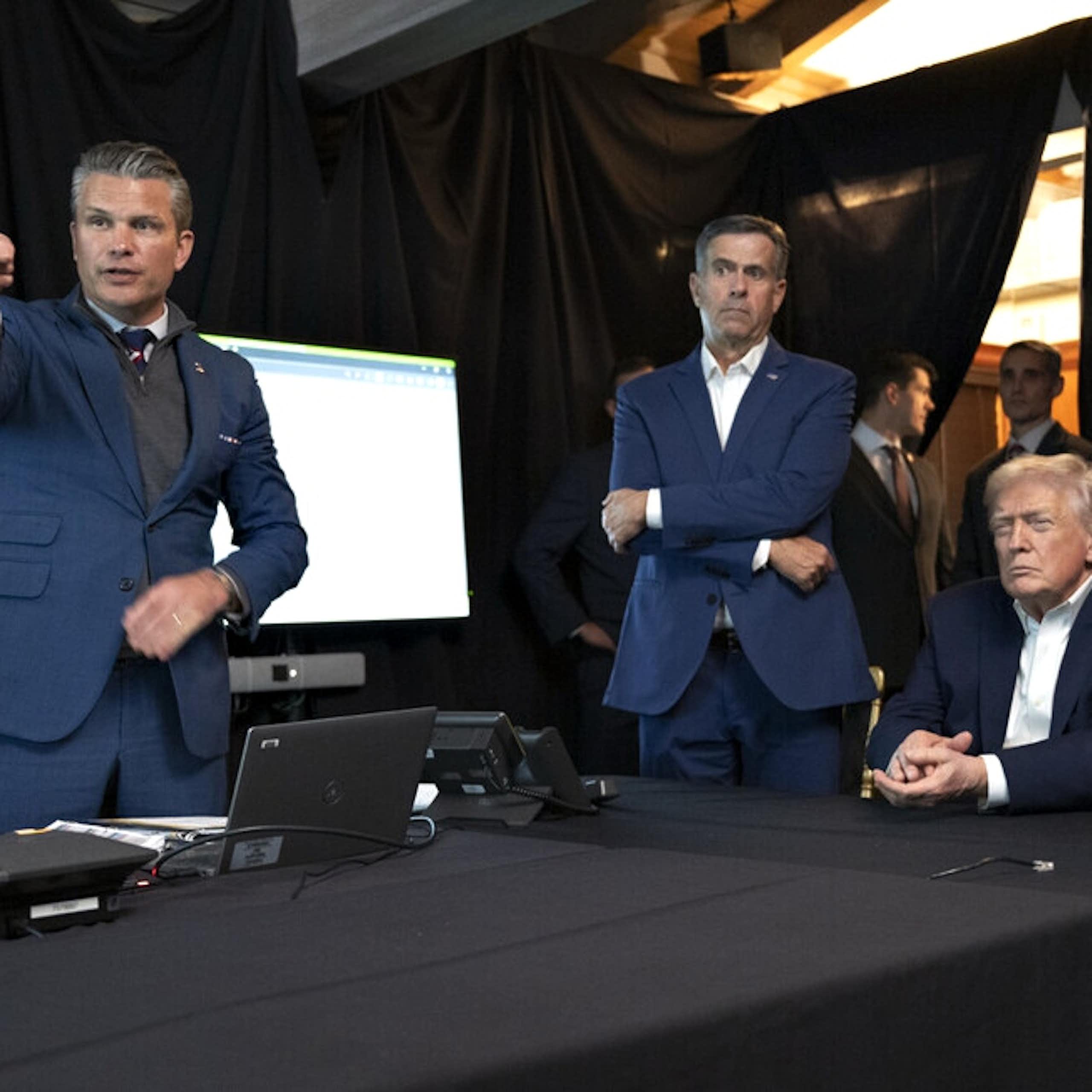 Donald Trump watches Operation Absolute Resolve with secretary of defense, Pete Hegseth, and CIA director, John Ratcliffe.