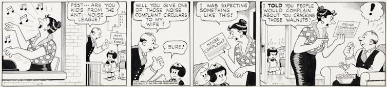 A comic strip mocking the Anti-Noise League