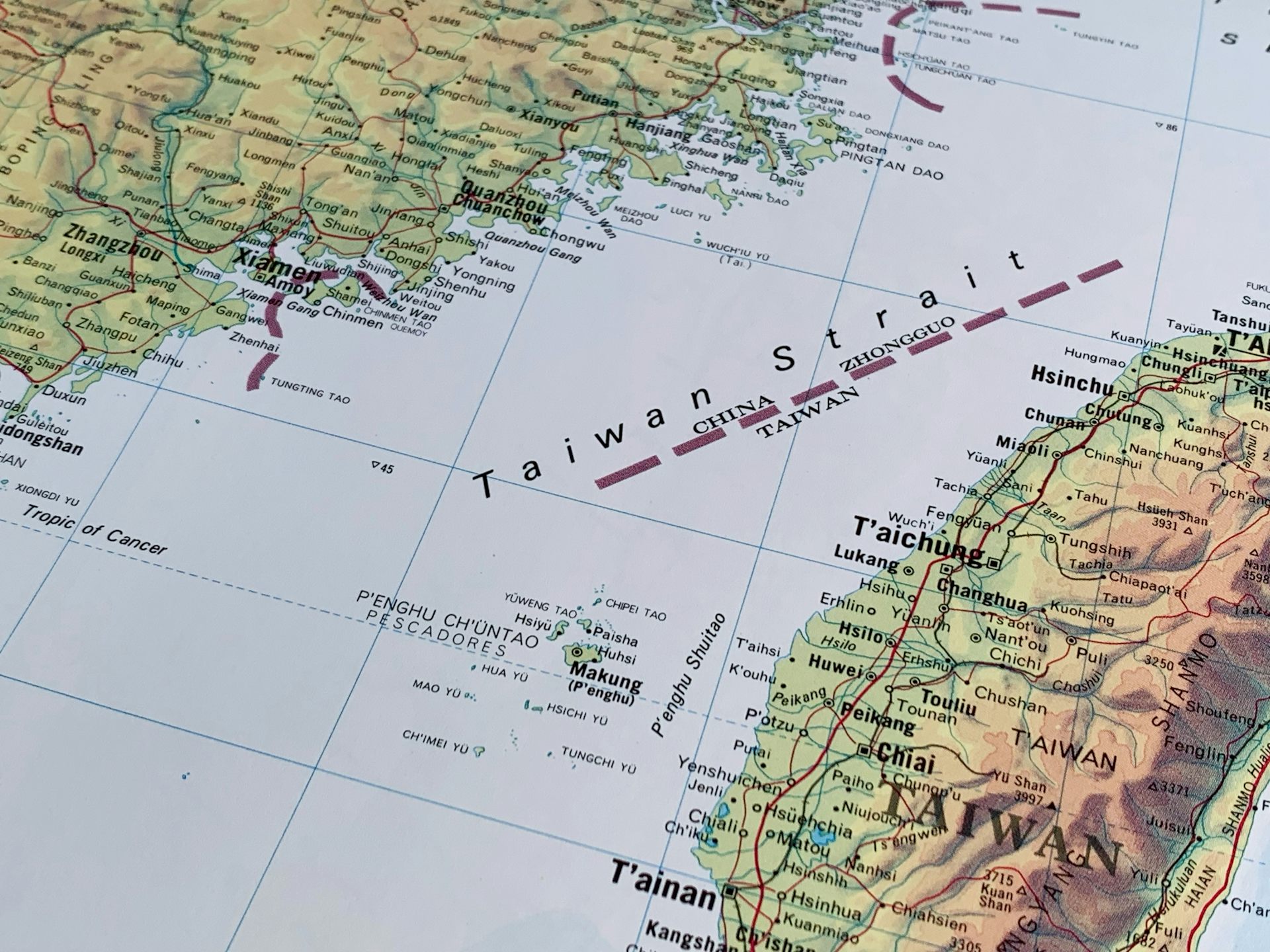 Mapa de la costa de China y Taiwán. 