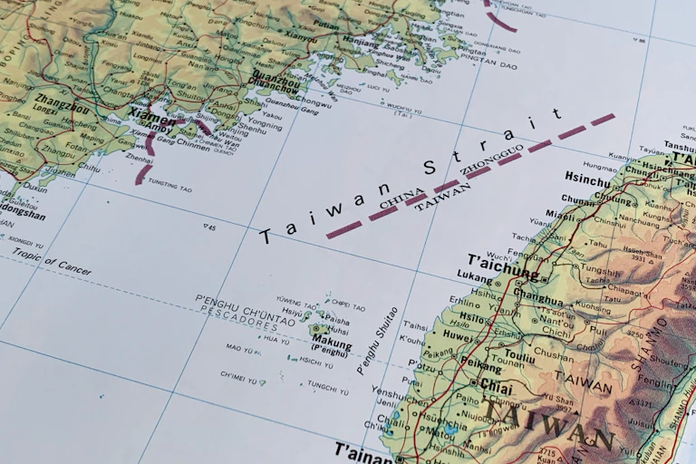 Mapa de la costa de China y Taiwán.