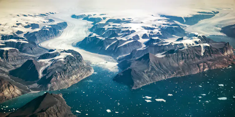 Aerial view of Greenland glacier