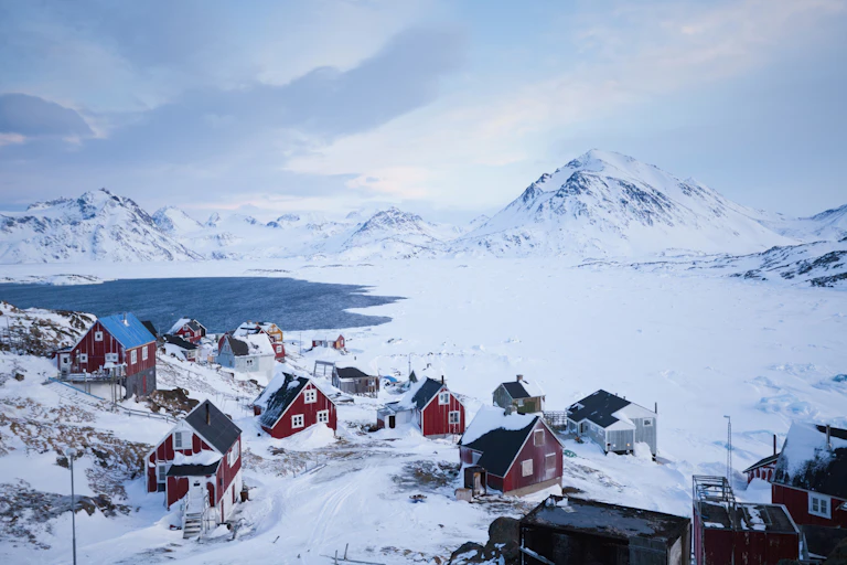 Inuit village of Kulusuk in winter, Greenland