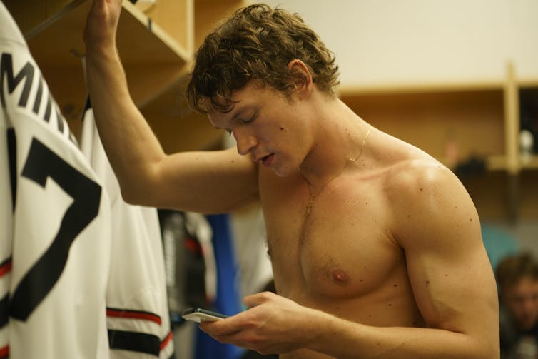 Production image: Ilya in the change room.