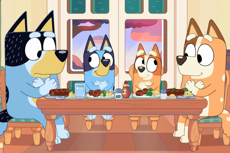 La famille Heeler à table.