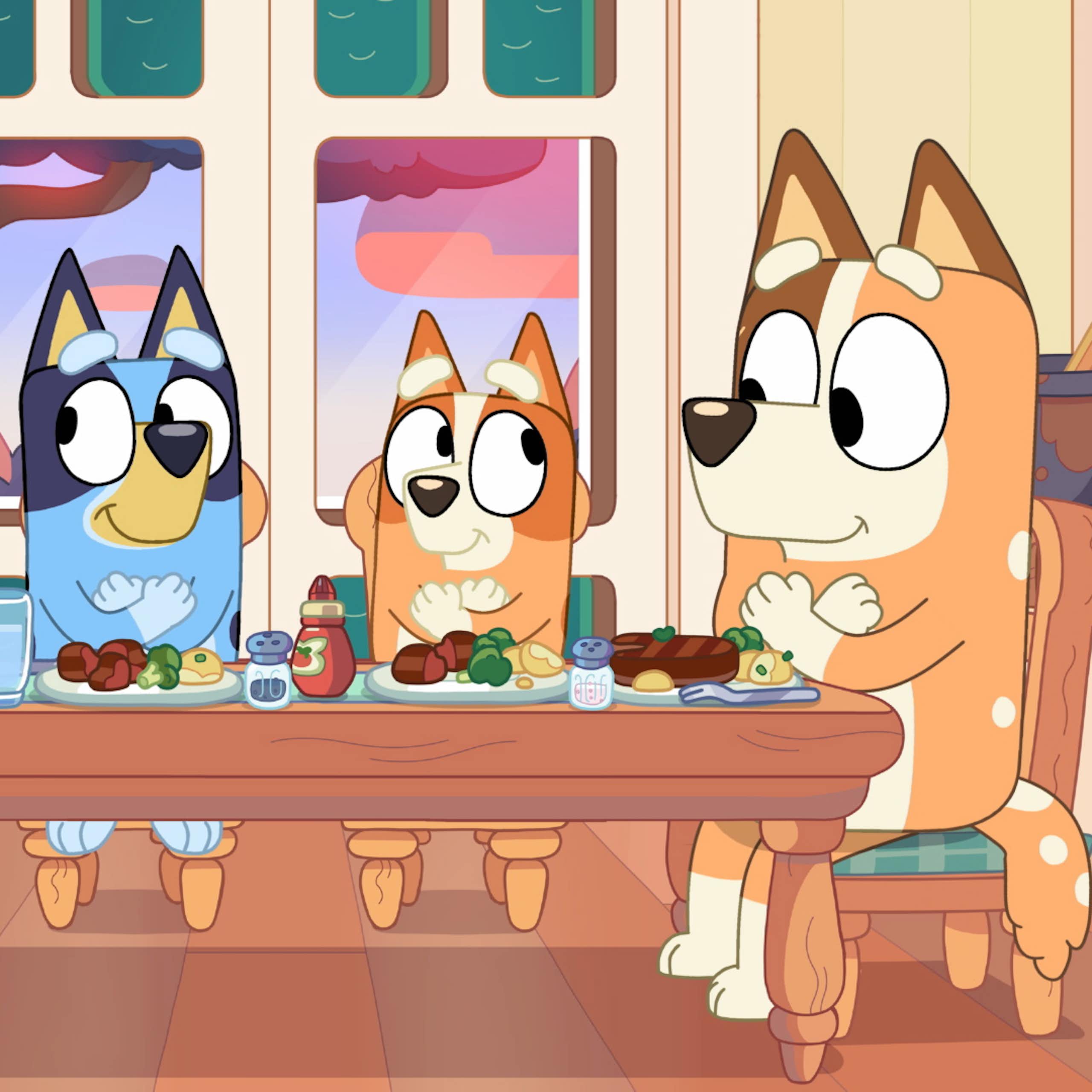 La famille Heeler à table.