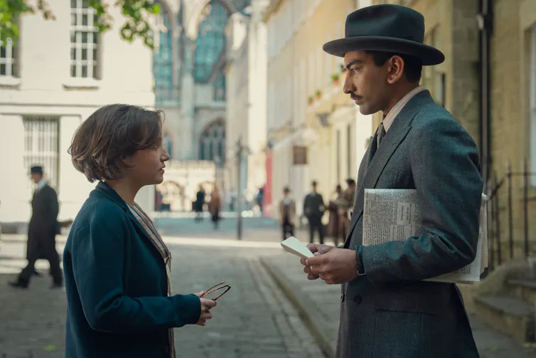Mia McKenna Bruce and Nabhaan Rizwan in the street
