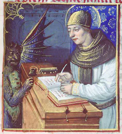 Representación de Titivillus en una miniatura del siglo XIV.