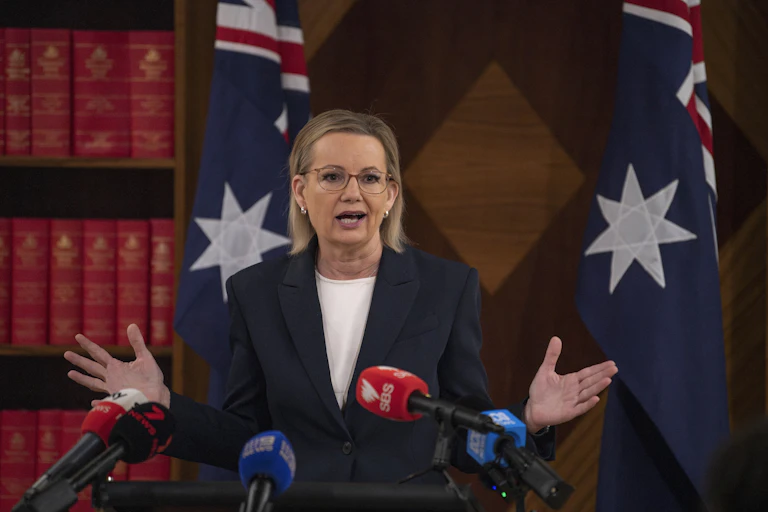 Opposition Leader Sussan Ley speaks at a press conference in Melbourne