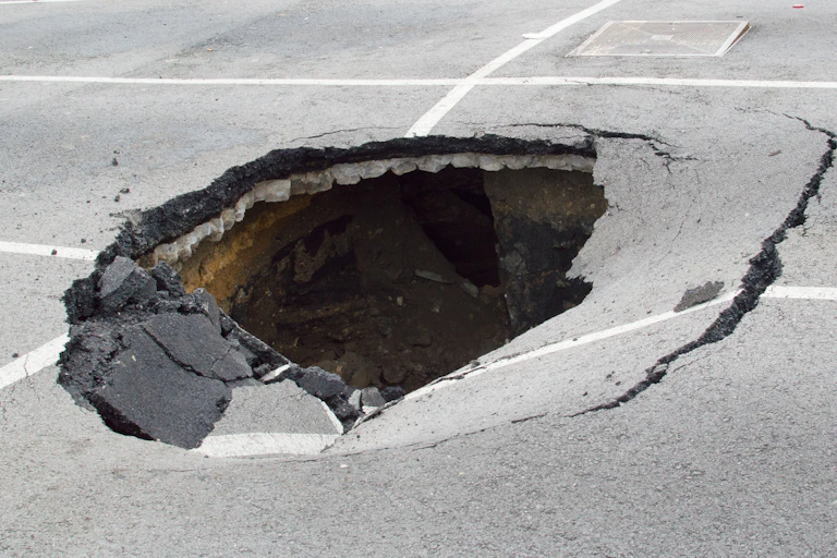 Sinkhole in parking lot