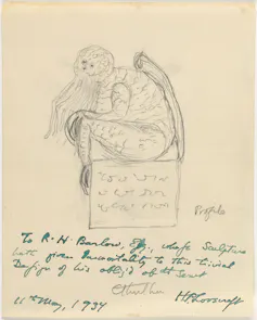 A sketch of Cthulu by HP Lovecraft.