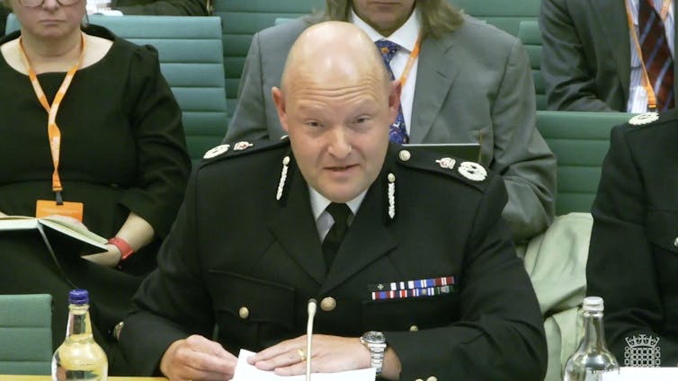 Police chief Craig Guildford speaks during a parliamentary hearing