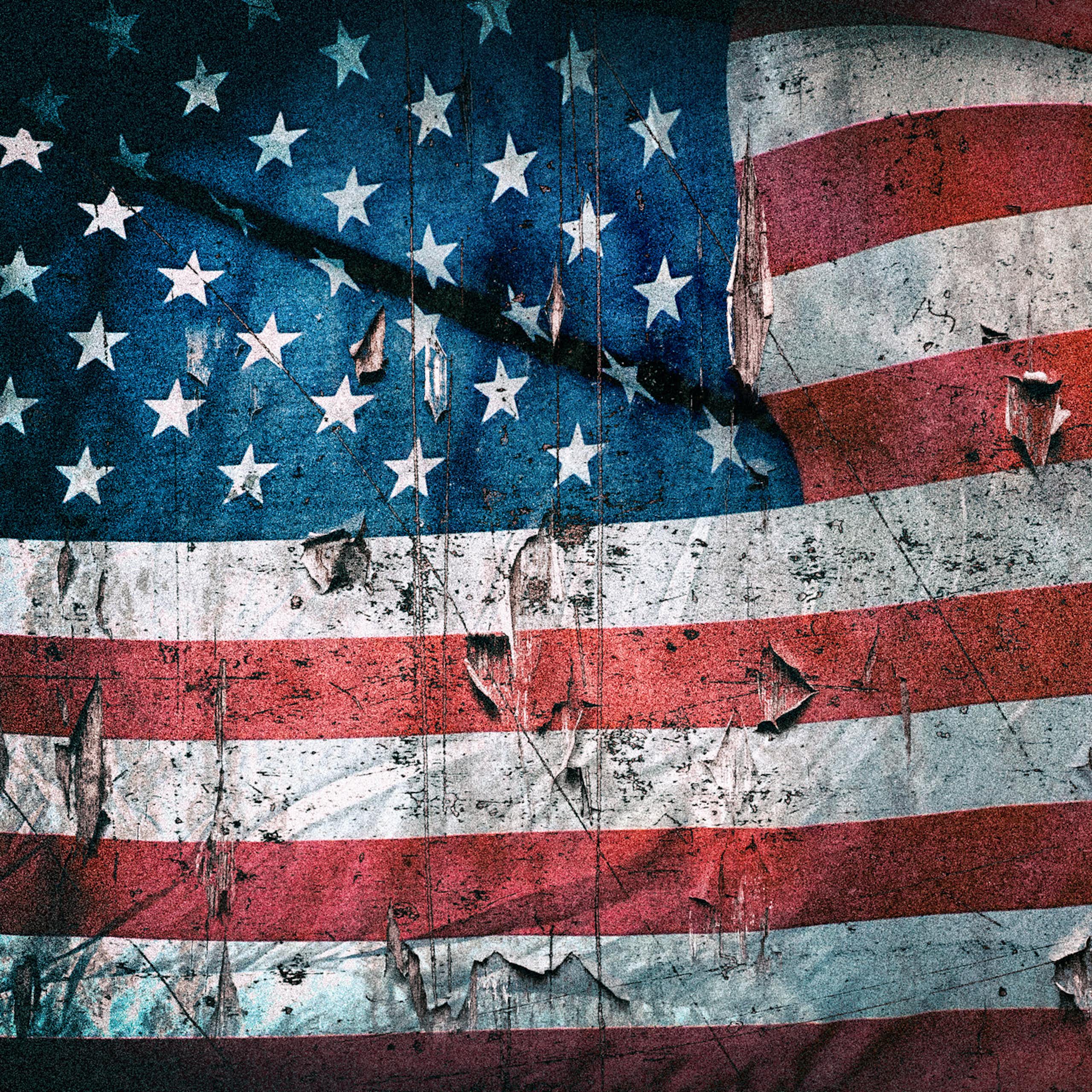 A torn U.S. flag.
