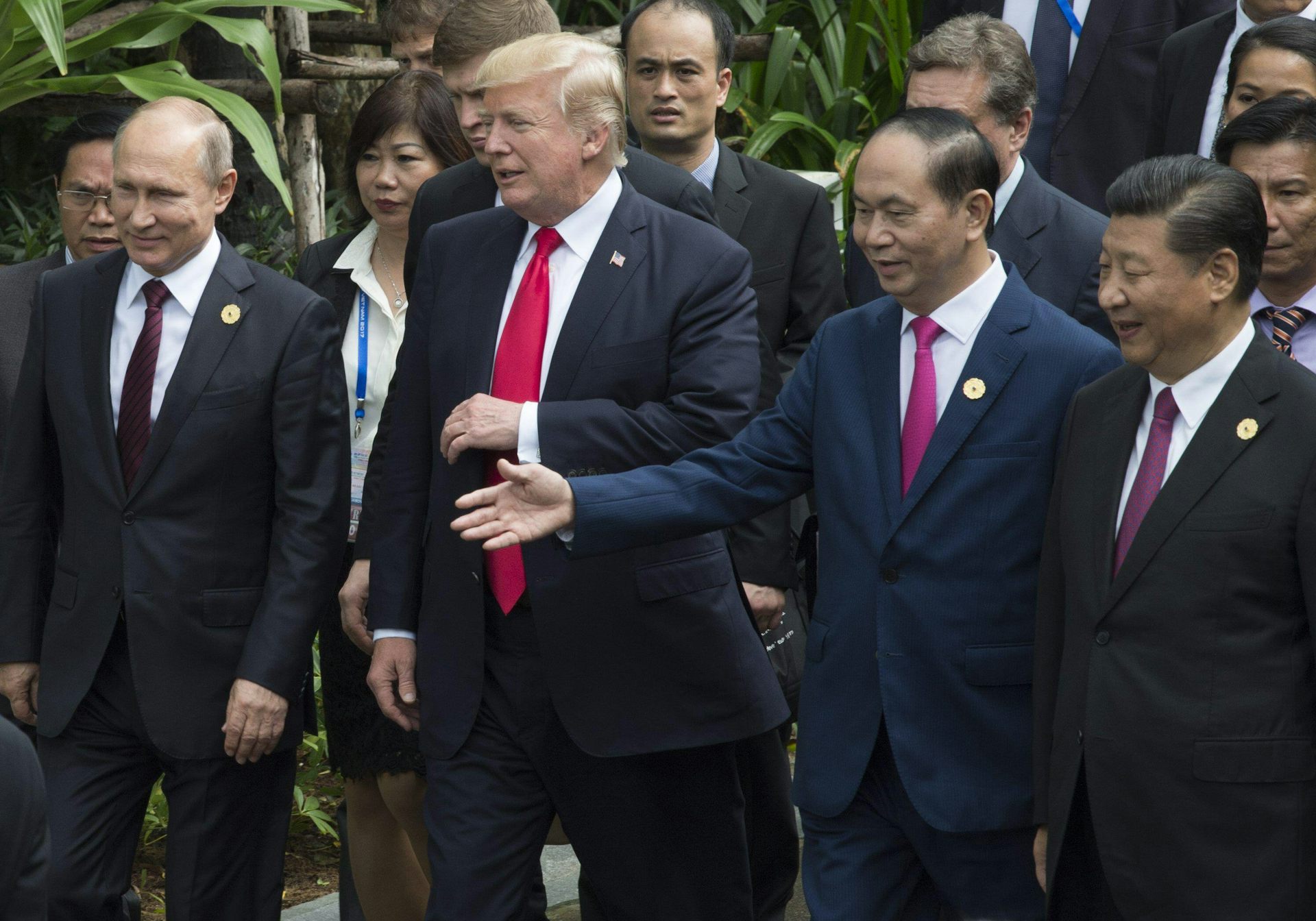 Xi Jinping, Donald Trump and Vladimir Putin with Vietnamese premier Tran Dia Qanq at the Apec Summit in Danang, November 2017.