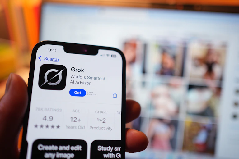 mobile phone showing Grok app