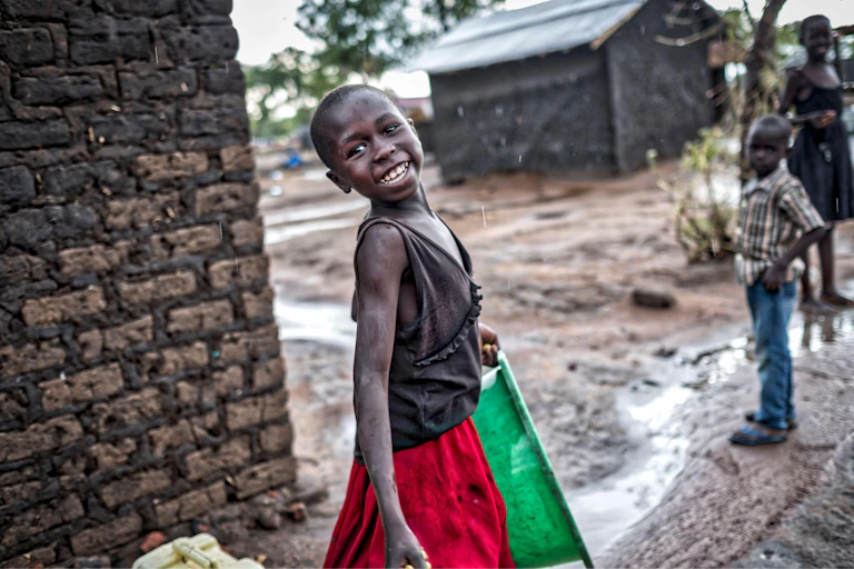 Smiling refugee