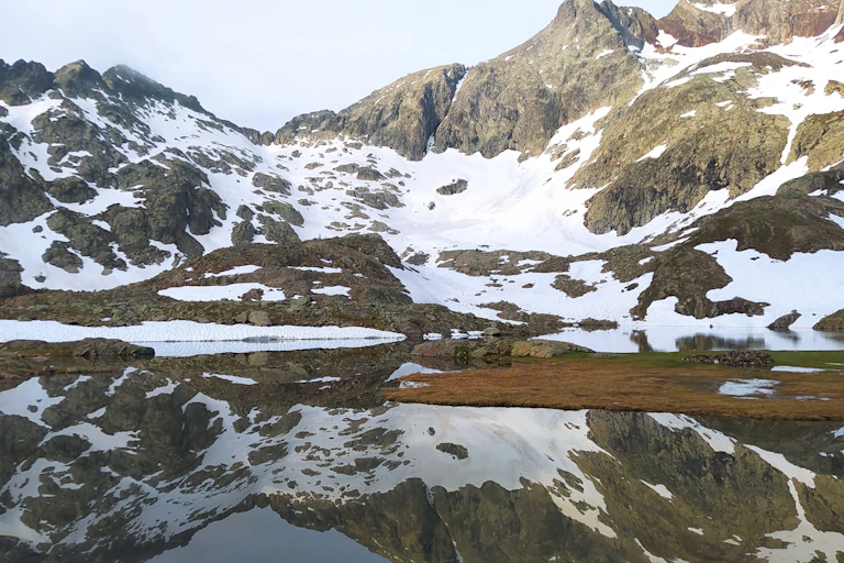 Mountains with patchy snow