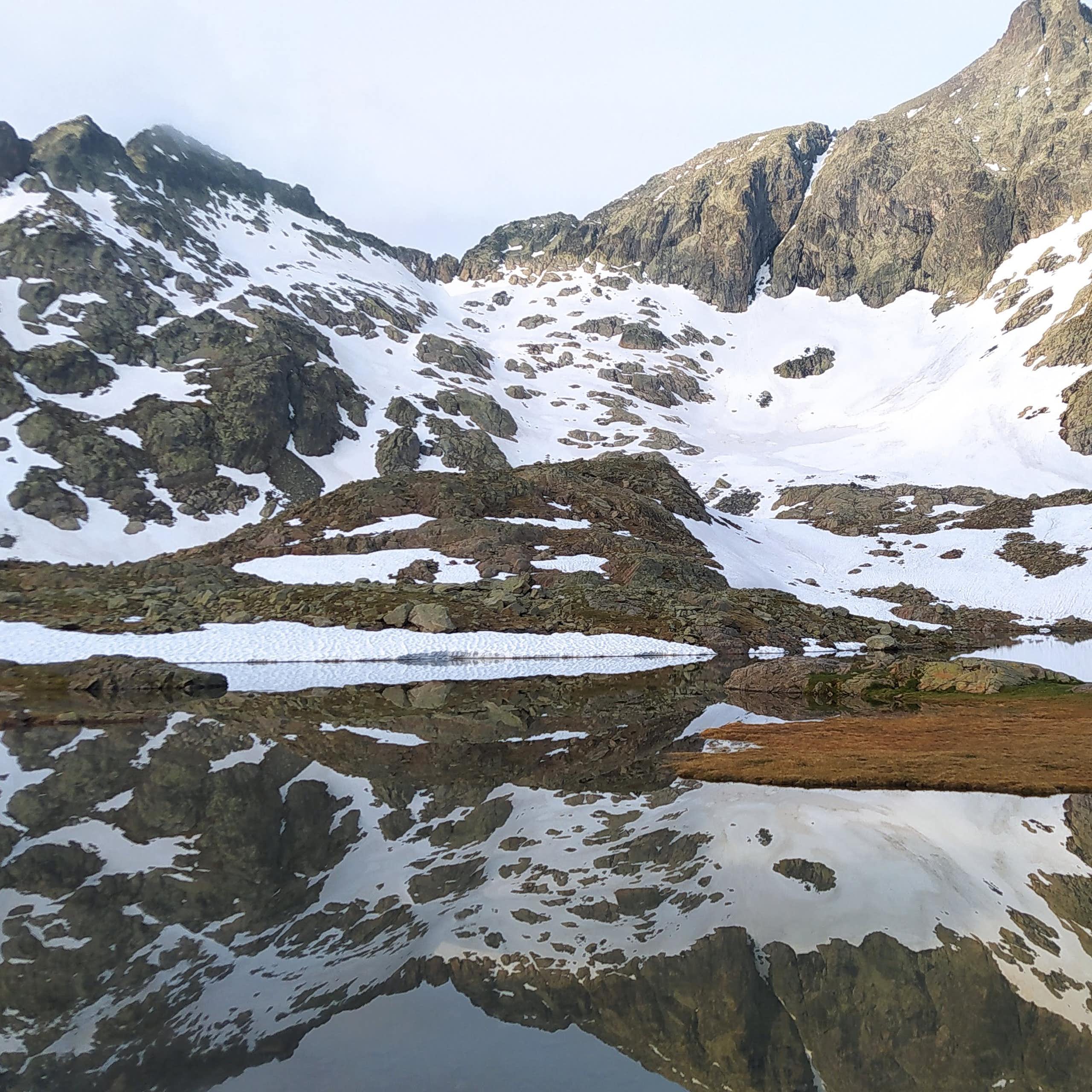 Mountains with patchy snow