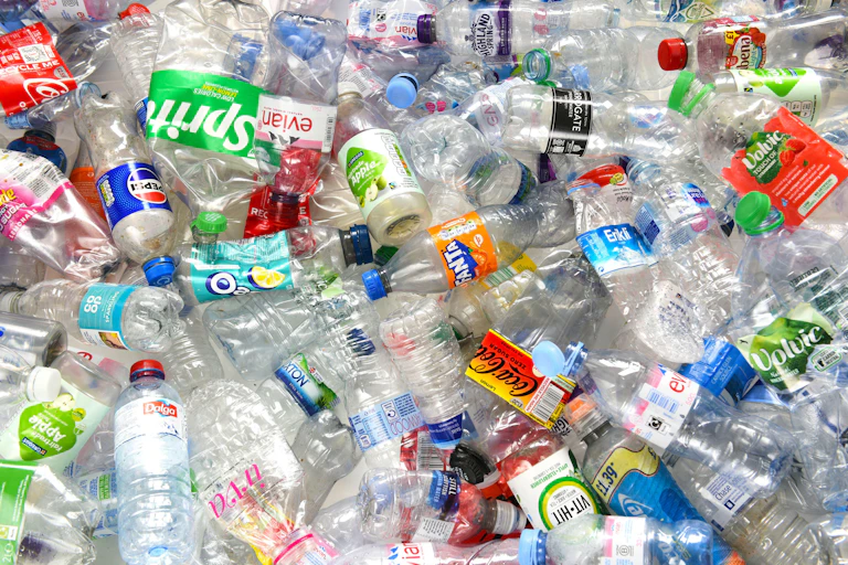 Lots of empty plastic bottles.