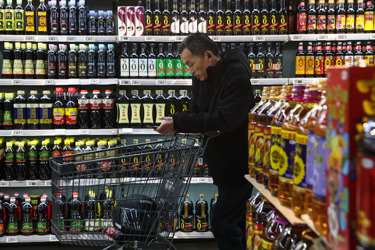 A man in a store in China
