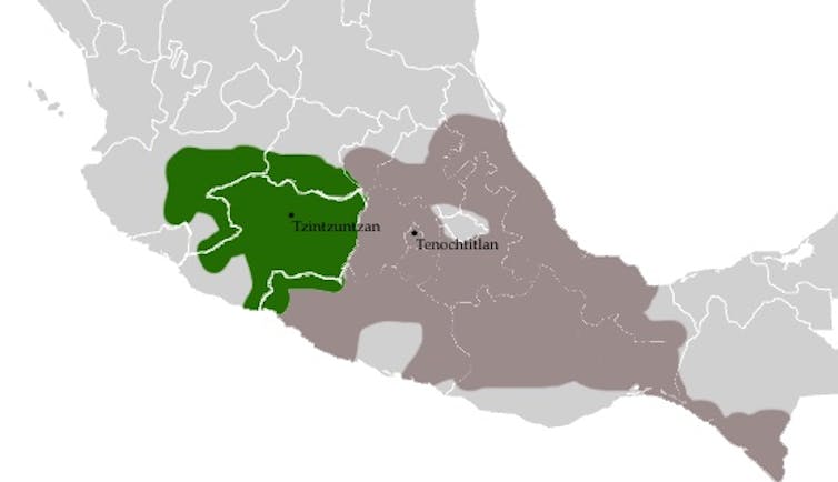 Imperios azteca y tarasco en el México actual.