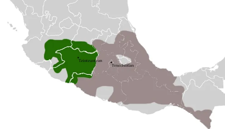 The Aztec and Tarascan empires in what is now Mexico.